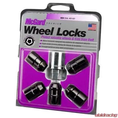 McGard Wheel Lock Nut Set - 5pk. (Cone Seat) 1/2-20 / 3/4 &13/16 Dual Hex / 1.46in. Length - Black - 24548