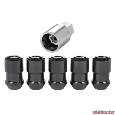 McGard Wheel Lock Nut Set - 5pk. (Cone Seat) 1/2-20 / 3/4 &13/16 Dual Hex / 1.46in. Length - Black - 24548