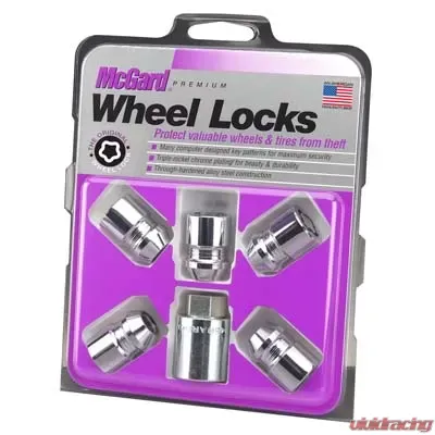 McGard Wheel Lock Nut Set - 5pk. (Cone Seat) M12X1.5 / 13/16 Hex / 1.28in. Length - Chrome - 24557