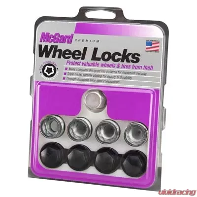 McGard Wheel Lock Nut Set - 4pk. (Under Hub Cap / Radius Seat) M14X1.5 / 19mm Hex / .890in. L w/Caps - 25167