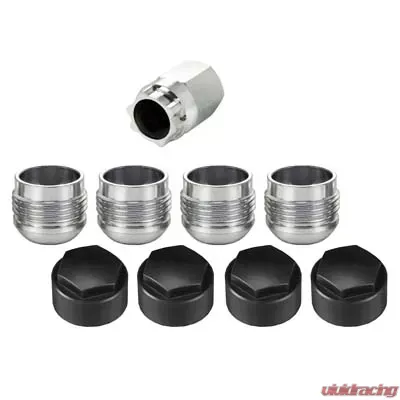 McGard Wheel Lock Nut Set - 4pk. (Under Hub Cap / Radius Seat) M14X1.5 / 19mm Hex / .890in. L w/Caps - 25167