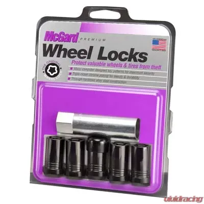 McGard Wheel Lock Nut Set - 5pk. (Cone Seat Tuner) M14X1.5 / 22mm Hex / 1.648in OAL - Black - 25515BK