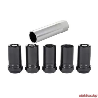 McGard Wheel Lock Nut Set - 5pk. (Cone Seat Tuner) M14X1.5 / 22mm Hex / 1.648in OAL - Black - 25515BK