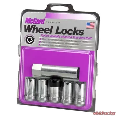 McGard Wheel Lock Nut Set - 5pk. (Cone Seat Tuner) M14X1.5 / 22mm Hex / 1.648in OAL - Chrome - 25515