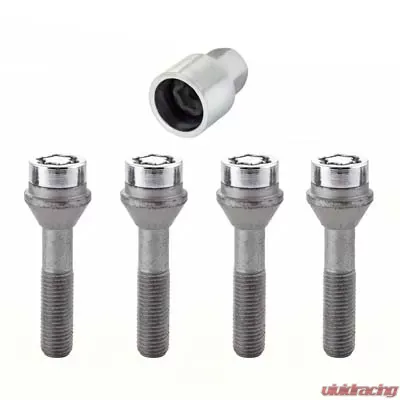 McGard Wheel Lock Bolt Set - 4pk. (Cone Seat) M12X1.5 / 17mm Hex / 49.2mm Shank Length - Chrome - 27014