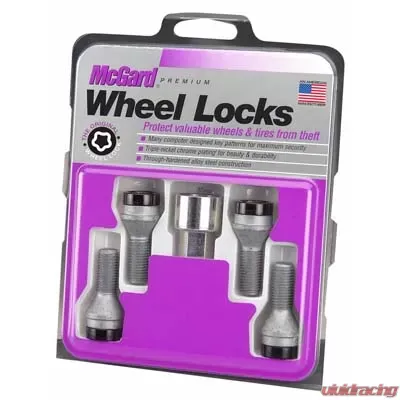 McGard Wheel Lock Bolt Set - 4pk. (Cone Seat) M12X1.5 / 17mm Hex / 25.5mm Shank Length - Black - 27178