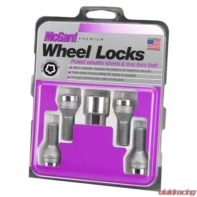 McGard Wheel Lock Bolt Set - 4pk. (Cone Seat) M12X1.5 / 17mm Hex / 25.5mm Shank Length - Chrome - 27179
