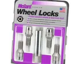 McGard Wheel Lock Bolt Set - 4pk. (Tuner / Cone Seat) M14X1.5 / 17mm Hex / 24.0mm Shank L. - Chrome