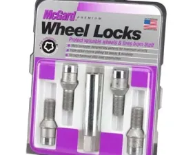 McGard Wheel Lock Bolt Set - 4pk. (Tuner / Cone Seat) M14X1.5 / 17mm Hex / 28.6mm Shank L. - Chrome