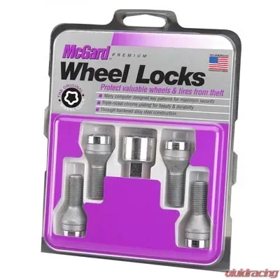 McGard Wheel Lock Bolt Set - 4pk. (Cone Seat) M14X1.5 / 17mm Hex / 31.0mm Shank Length - Chrome - 27205