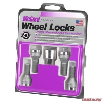 McGard Wheel Lock Bolt Set - 4pk. (Cone Seat) M12X1.25 / 17mm Hex / 22.0mm Shank Length - Chrome - 27216