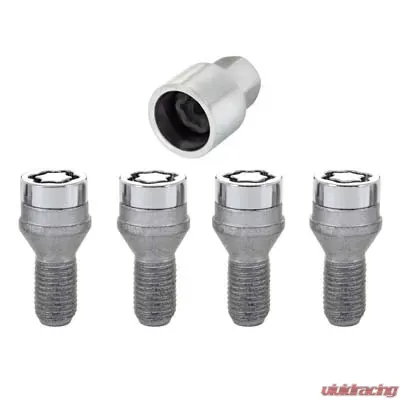 McGard Wheel Lock Bolt Set - 4pk. (Cone Seat) M12X1.25 / 17mm Hex / 22.0mm Shank Length - Chrome - 27216