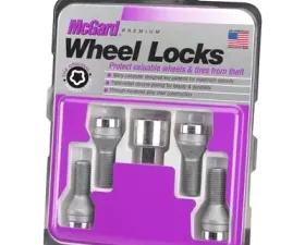 McGard Wheel Lock Bolt Set - 4pk. (Cone Seat) M14X1.5 / 17mm Hex / 27.5mm Shank Length - Chrome