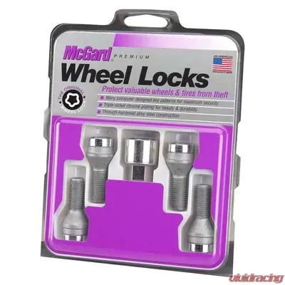 McGard Wheel Lock Bolt Set - 4pk. (Cone Seat) M14X1.5 / 17mm Hex / 27.5mm Shank Length - Chrome - 27222