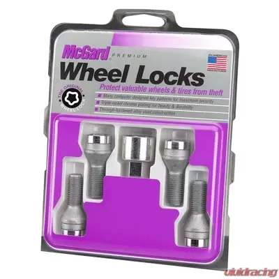 McGard Wheel Lock Bolt Set - 4pk. (Cone Seat) M12X1.25 / 19mm Hex / 25.6mm Shank Length - Chrome - 27261