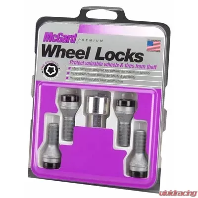 McGard Wheel Lock Bolt Set - 4pk. (Cone Seat) M12X1.25 / 19mm Hex / 25.6mm Shank Length - Black - 27361