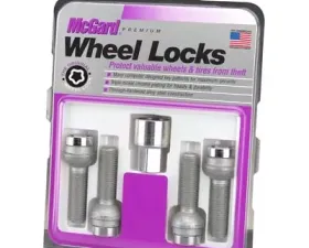 McGard Wheel Lock Bolt Set - 4pk. (Radius Seat) M14X1.5 / 17mm Hex / 26.7mm Shank Length - Chrome