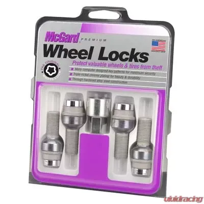 McGard Wheel Lock Bolt Set - 4pk. (Radius Seat) M14X1.5 / 17mm Hex / 28.2mm Shank Length - Chrome - 28020