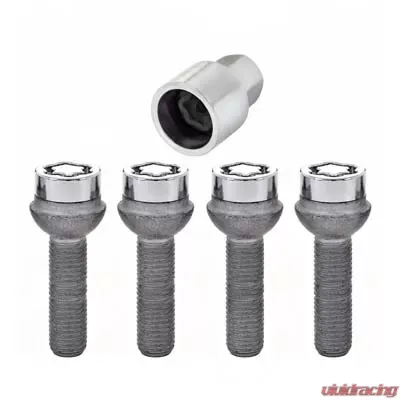 McGard Wheel Lock Bolt Set - 4pk. (Radius Seat) M12X1.5 / 17mm Hex / 39.9mm Shank Length - Chrome - 28023