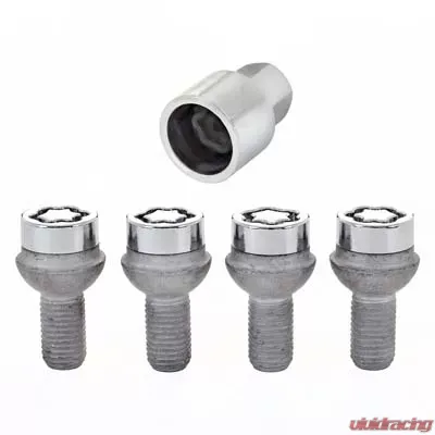 McGard Wheel Lock Bolt Set - 4pk. (Radius Seat) M12X1.5 / 17mm Hex / 20.6mm Shank Length - Chrome - 28176