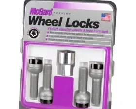 McGard Wheel Lock Bolt Set - 4pk. (Radius Seat) M14X1.5 / 17mm Hex / 45.0mm Shank Length - Black