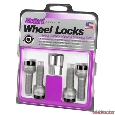 McGard Wheel Lock Bolt Set - 4pk. (Radius Seat) M14X1.5 / 17mm Hex / 45.0mm Shank Length - Black - 28317