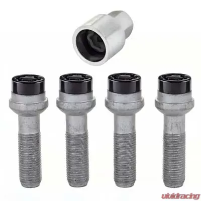 McGard Wheel Lock Bolt Set - 4pk. (Radius Seat) M14X1.5 / 17mm Hex / 45.0mm Shank Length - Black - 28317