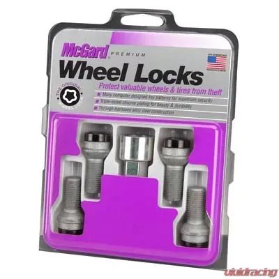 McGard Wheel Lock Bolt Set - 4pk. (Radius Seat) M14X1.5 / 17mm Hex / 26.7mm Shank Length - Black - 28318