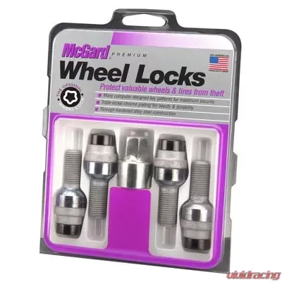 McGard Wheel Lock Bolt Set - 4pk. (Radius Seat) M14X1.5 / 17mm Hex / 28.2mm Shank Length - Black - 28320