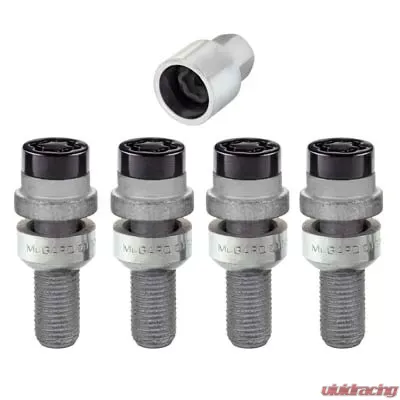 McGard Wheel Lock Bolt Set - 4pk. (Radius Seat) M14X1.5 / 17mm Hex / 28.2mm Shank Length - Black - 28320