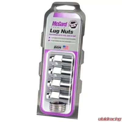 McGard Hex Lug Nut (Reg. Shank - .746in.) 1/2-20 / 13/16 Hex / 1.65in. Length (4-Pack) - Chrome - 61000