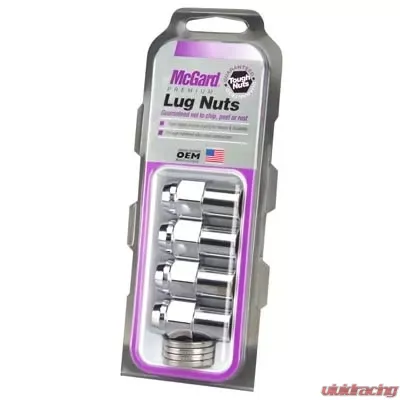 McGard Hex Lug Nut (Reg. Shank - .746in.) M12X1.25 / 13/16 Hex / 1.65in. Length (4-Pack) - Chrome - 61003
