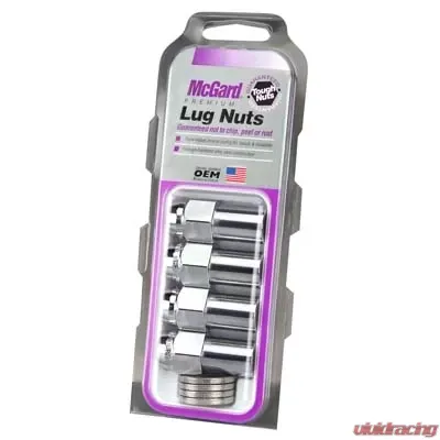 McGard Hex Lug Nut (Long Shank - .946in.) 1/2-20 / 13/16 Hex / 1.85in. Length (4-Pack) - Chrome - 62000