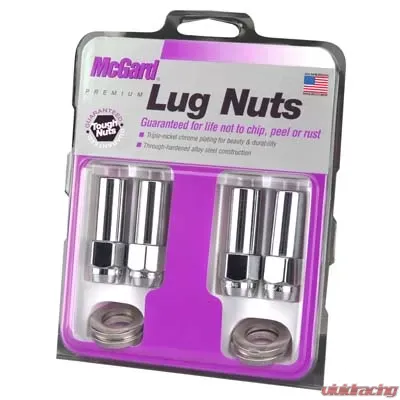 McGard Hex Lug Nut (X-Long Shank - 1.365in.) 7/16-20 / 13/16 Hex / 2.27in. Length (4-Pack) - Chrome - 63015