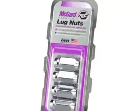 McGard Hex Lug Nut (Cone Seat) M12X1.25 / 13/16 Hex / 1.28in. Length (4-Pack) - Chrome