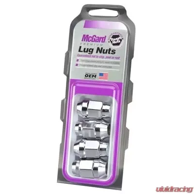 McGard Hex Lug Nut (Cone Seat Bulge Style) 1/2-20 / 3/4 Hex / 1.45in. Length (4-pack) - Chrome - 64010