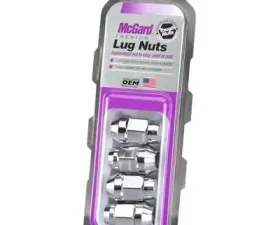 McGard Hex Lug Nut (Cone Seat Bulge Style) 7/16-20 / 3/4 Hex / 1.45in. Length (4-Pack) - Chrome