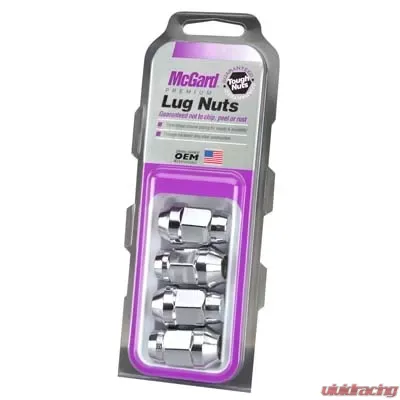 McGard Hex Lug Nut (Cone Seat Bulge Style) 7/16-20 / 3/4 Hex / 1.45in. Length (4-Pack) - Chrome - 64011