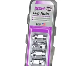 McGard Hex Lug Nut (Cone Seat Bulge Style) M12X1.25 / 3/4 Hex / 1.45in. Length (4-Pack) - Chrome