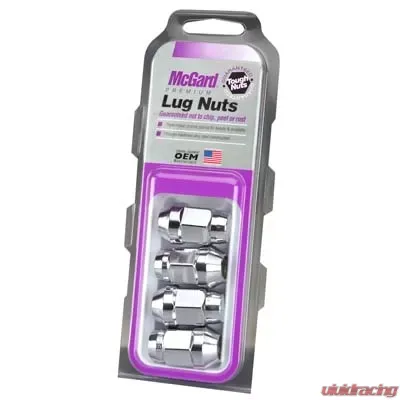 McGard Hex Lug Nut (Cone Seat Bulge Style) M12X1.25 / 3/4 Hex / 1.45in. Length (4-Pack) - Chrome - 64013