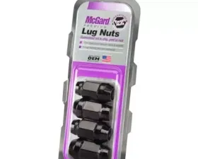 McGard Hex Lug Nut (Cone Seat Bulge Style) M12X1.5 / 3/4 Hex / 1.45in. Length (4-Pack) - Black