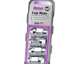 McGard Hex Lug Nut (Cone Seat Bulge Style) M14X1.5 / 13/16 Hex / 1.945in. Length (4-Pack) - Chrome