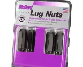 McGard Hex Lug Nut (Cone Seat) M14X2.0 / 13/16 Hex / 2.25in. Length (4-Pack) - Black
