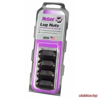 McGard Hex Lug Nut (Cone Seat) 1/2-20 / 13/16 Hex / 1.5in. Length (4-Pack) - Black - 64030