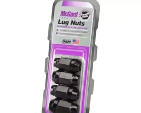 McGard Hex Lug Nut (Cone Seat Bulge Style) M14X1.5 / 22mm Hex / 1.945in. Length (4-Pack) - Black