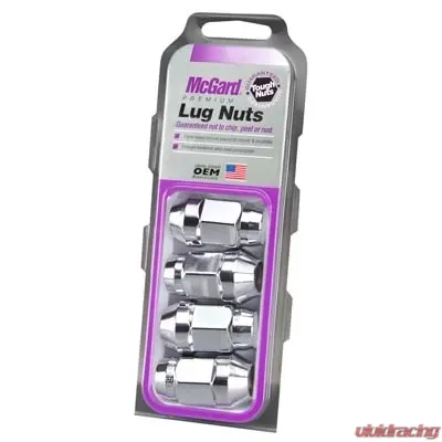 McGard Hex Lug Nut (Cone Seat Bulge Style) M14X1.5 / 22mm Hex / 1.635in. Length (4-Pack) - Chrome - 64073