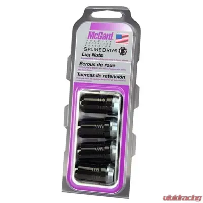 McGard SplineDrive Lug Nut (Cone Seat) 1/2-20 / 1.60in. Length (4-Pack) - Black (Req. Tool) - 65340BK