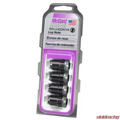 McGard SplineDrive Lug Nut (Cone Seat) M12X1.25 / 1.24in. Length (4-Pack) - Black (Req. Tool) - 65354BK