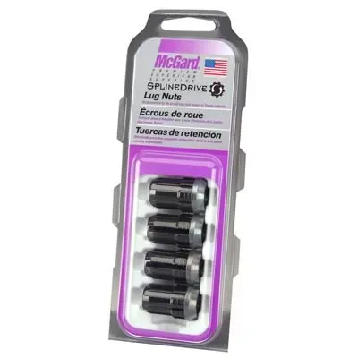 McGard SplineDrive Lug Nut (Cone Seat) M12X1.5 / 1.24in. Length (4-Pack) - Black (Req. Tool) - 65357BK