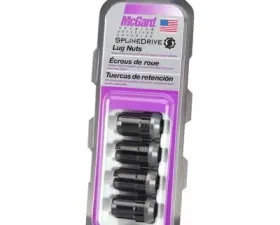 McGard SplineDrive Lug Nut (Cone Seat) M12X1.5 / 1.24in. Length (4-Pack) - Black (Req. Tool)